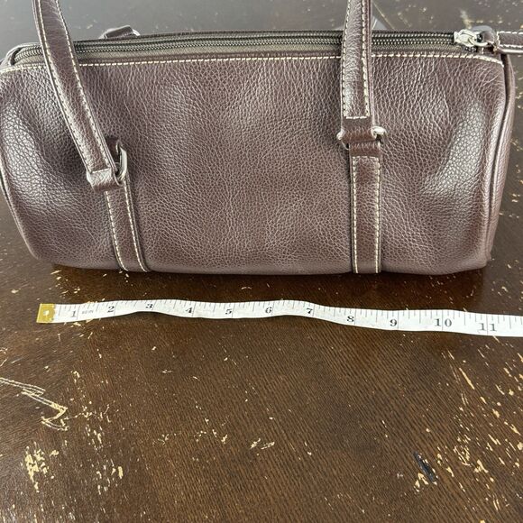 New York & Company Faux Leather Hand Bag Med Brown NY&C Logo Inner Zip Pocket - Picture 2 of 7